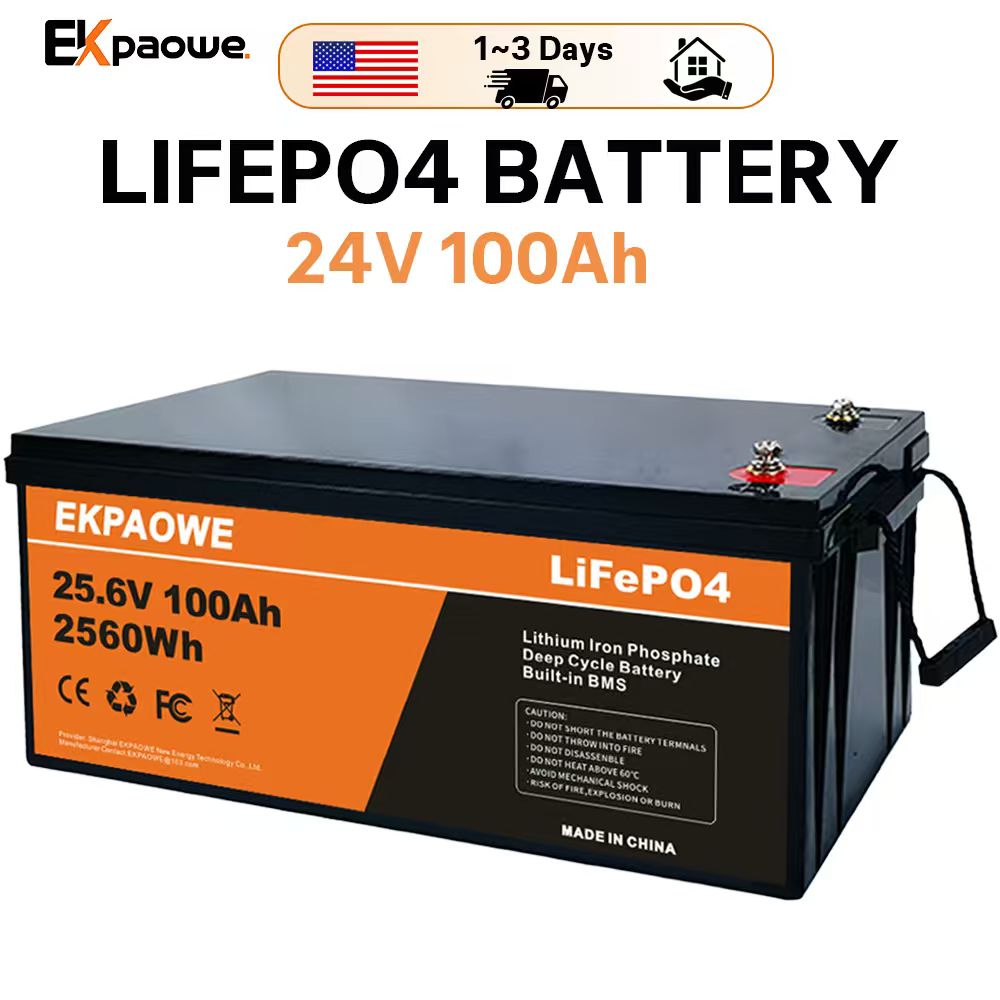 Fishing Boat Trolling Motor - EKPAOWE 24V 25.6V 100AH LiFePO4バッテリー 6000+ディープサイクル充電式リチウムバッテリーパック