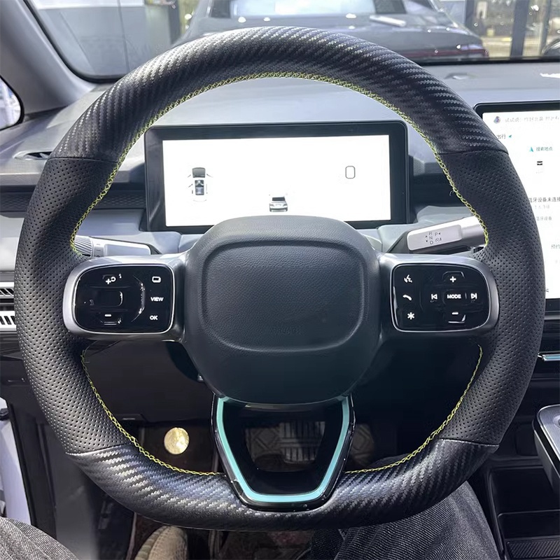 カーボンファイバーステアリングホイールカバー,黒,本革,車の - Fishing Boat Steering Wheel のレビューと価格